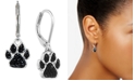 Pet Friends Jewelry Silver-Tone Black Pav&eacute; Paw Drop Earrings